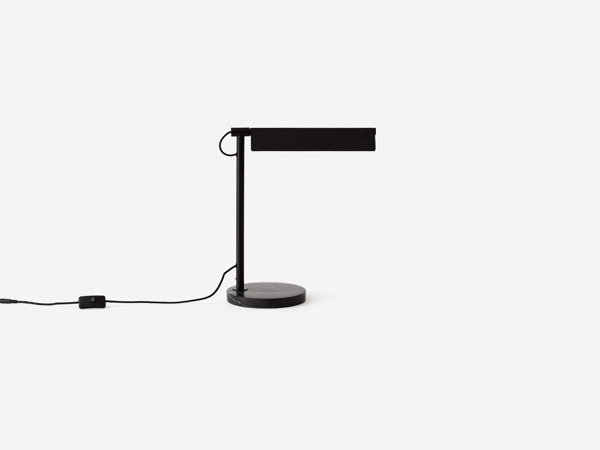 Side view of the Oxford side table lamp in black